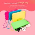 thumbnail image 2 of Bolsa de almacenamiento de cosméticos de silicona cuadrada, bolsa de almacenamiento de lavado de silicona de color sólido de moda, bolsa de almacenamiento grande para cambio de teléfono móvil, 2 of 4