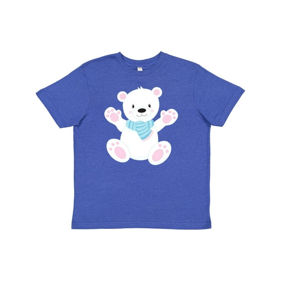 Inktastic Polar Bear, White Bear, Cute Bear, Bear with Scarf Youth T-Shirt