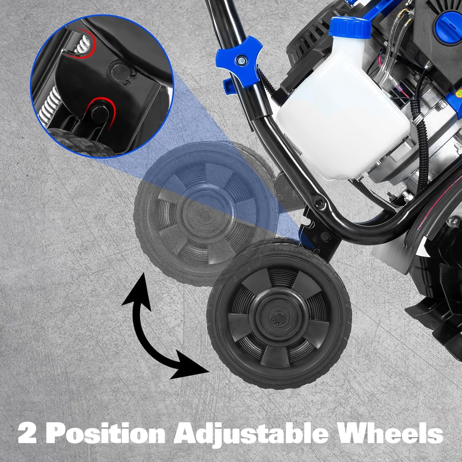 ANLIBATT 46cc 1.9HP 16-Inches Gas Tiller 8" Tilling Depth Easy Start Adjustable Wheels Foldable Heavy Duty Cultivator Rototiller for Garden Soil