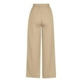 thumbnail image 4 of Bovemsi Women's Casual Pants Summer Leisure Fashion Lacing Solid Color Waist Wide Leg Beach Trousers, 4 of 4