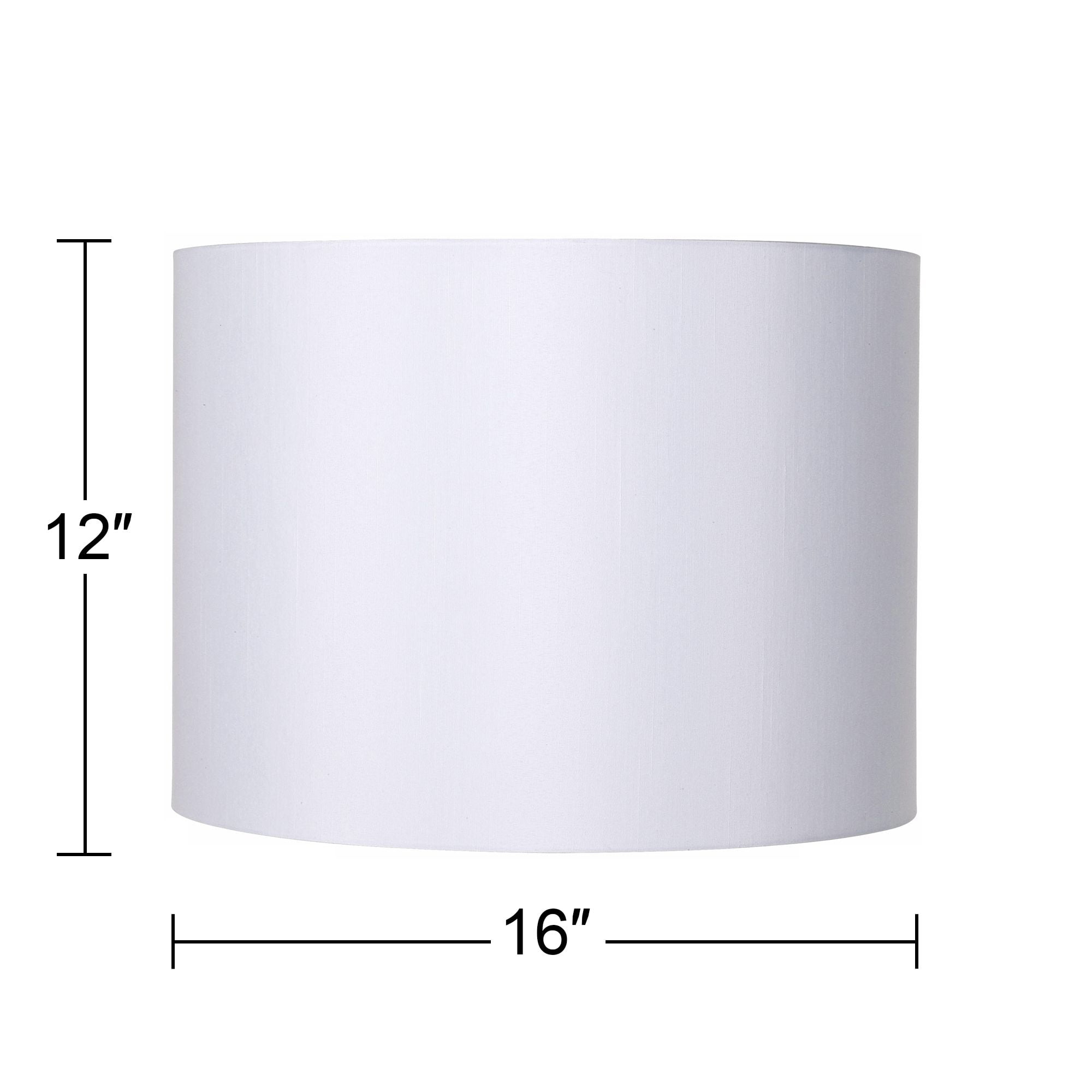 Springcrest Set of 2 Drum Lamp Shades White Medium 16" Top x 16" Bottom x 12" High Spider with Replacement Harp and Finial Fitting