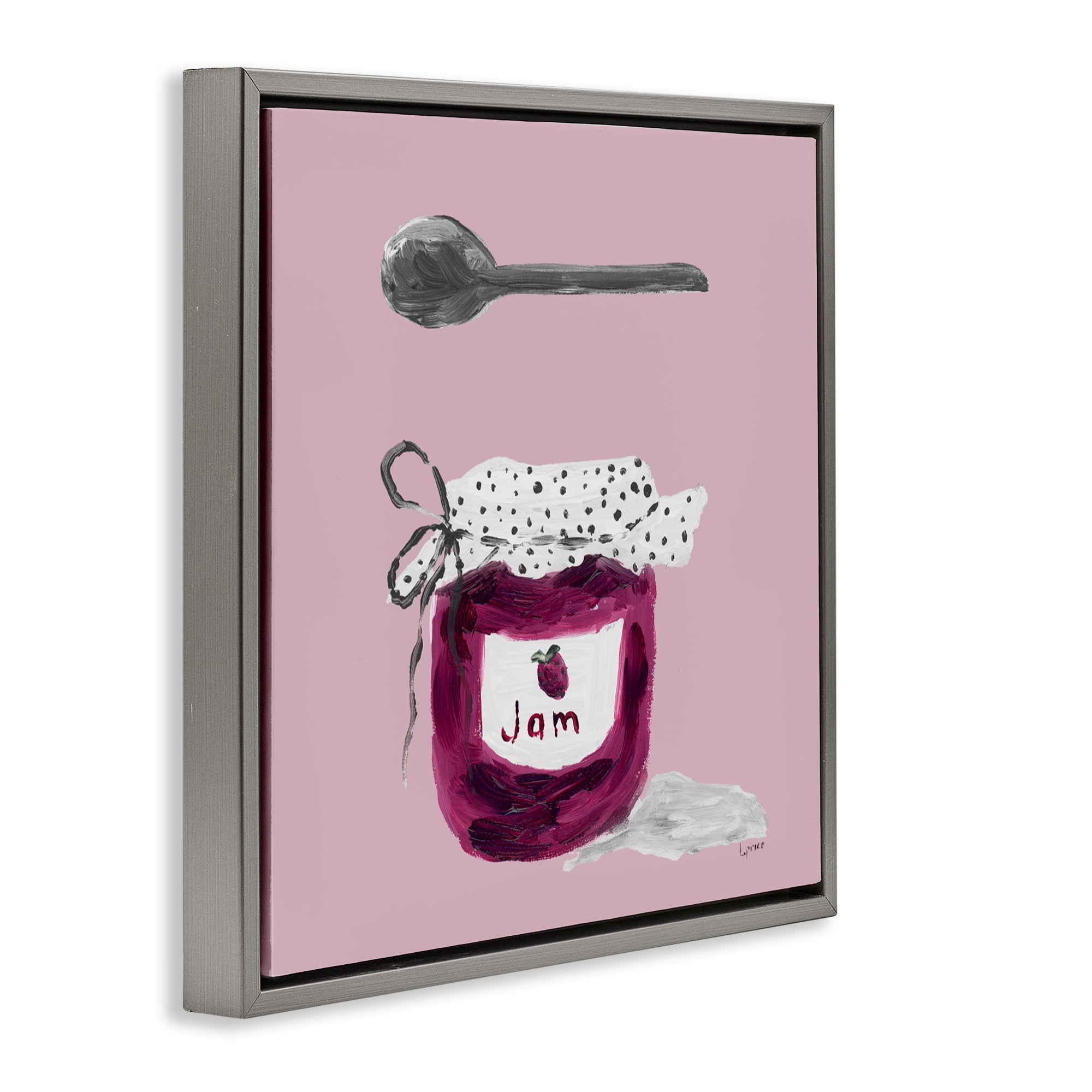 Stupell Industries Jam Jar over Blush Gray Framed Floater Canvas Wall Art, design by Lucille Price