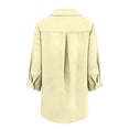 thumbnail image 3 of Womens 3/4 Sleeve Tops V Neck Cotton Linen Lightweight Casual Lapel Collared Shirts for Women with Button Cuffs (2XL, Beige), 3 of 6