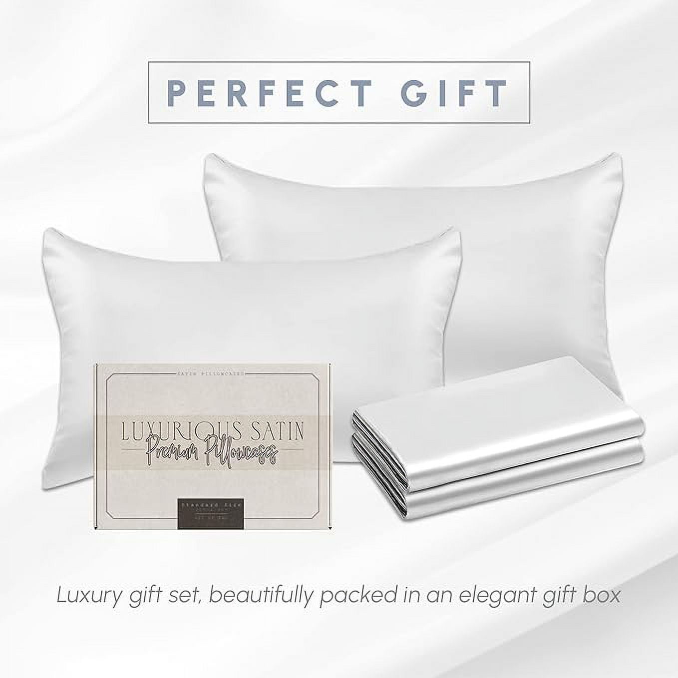 Cooling Viscose Satin Pillowcase 4-Pack Set with Hidden Zipper Closure,King, White