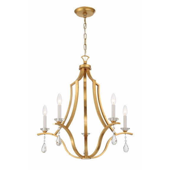 Crystorama Perry 5 Light Antique Gold Chandelier - 25.5"W x 27"H x 25.5"D