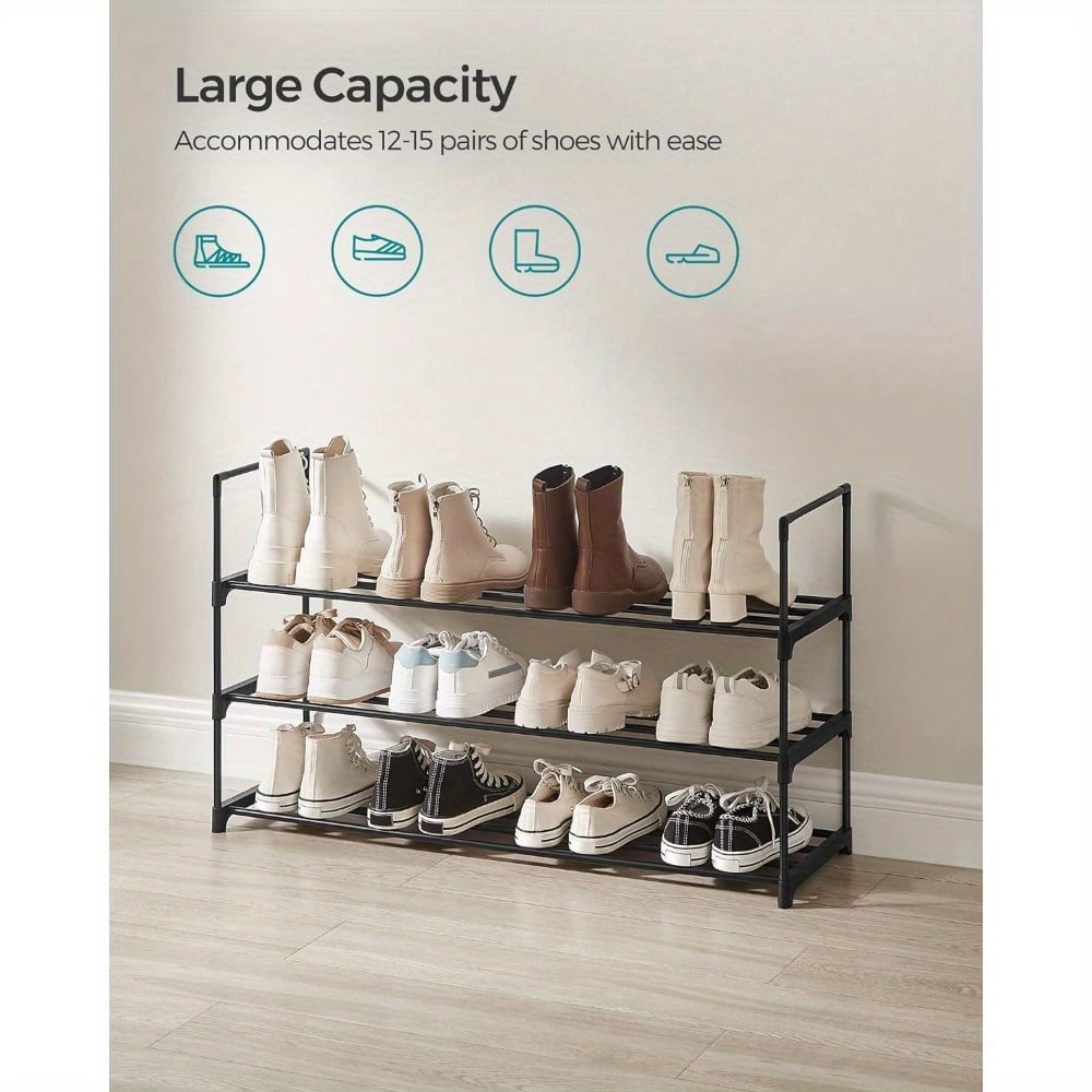 Shoe Rack, 3-layer Shoe Rack, Metal Shoe Rack, Easy To Assemble, Space-Saving for Your Organized Entryway, Black