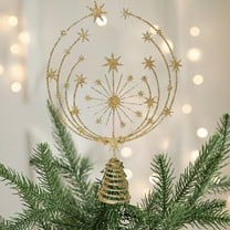 InsCrazy Christmas Gold Snowflake Tree Topper 13in/33cm Snowflake Shape Xmas Tree Top Ornaments Christmas Decorations Indoor Home Decor Party Supplies