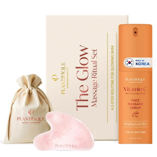 Set ritual de masaje PLANTIFIQUE Premium Jade Gua Sha + Serum