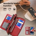thumbnail image 5 of Feishell for iPhone 14 Plus Crossbody Wallet Case,PU Leather Lager Capacity Detachable Cover Magnetic Buckle Card Slots Zipper Pocket Kickstand Phone Case with Adjustable Shoulder Strap,Red, 5 of 8