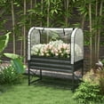 thumbnail image 2 of Outsunny Metal Raised Garden Bed with Cover, Black, 2 of 10