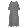 thumbnail image 4 of Wiyuqeen Casual Dresses for Women 3/4 Sleeve Scoop Neck Cotton Linen Dresses Solid Loose Fit Maxi Dresses Oversized Beach Dresses, 4 of 6
