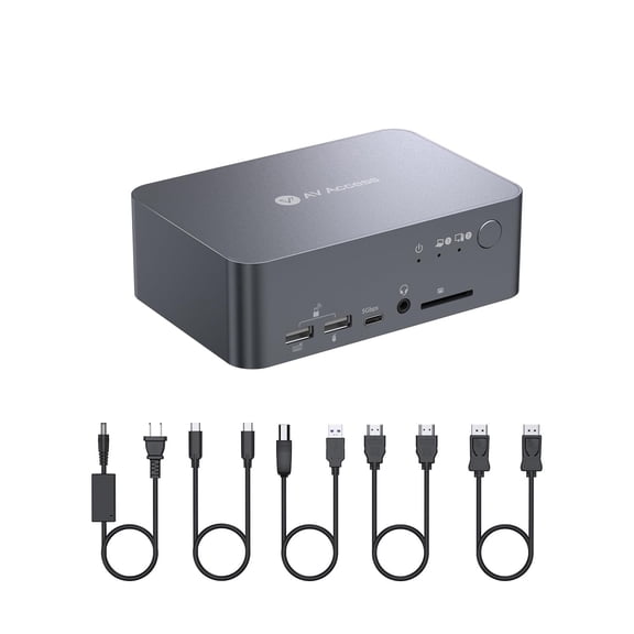 v AV Access Docking Station KVM Switch Dual Monitor for Laptop & Desktop - USB C Charge, Full Aluminum, KVM Switcher for 2 PCs with Ethernet, EDID, 4K@60Hz/2K@144Hz/1080P@240Hz, 3xUSB 3.0(iDock-C10)