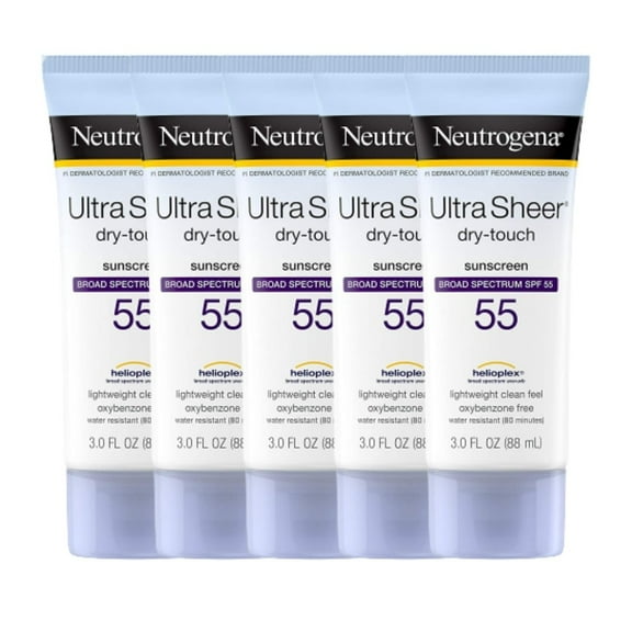 Invisible Daily Sunscreen Lotion with SPF 55- Sweat & Water Resistant Sun Block Lotion for 80 Minutes | Moisturizing & Quick Drying Skin Sun Protection| 1 Pack: 3 OZ Per Pack, Pack of 5