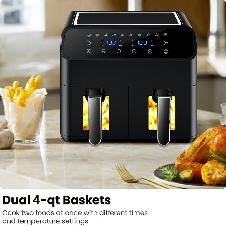 SUGIFT Air Fryer with 2 Baskets, 8 QT Dual Basket AirFryer