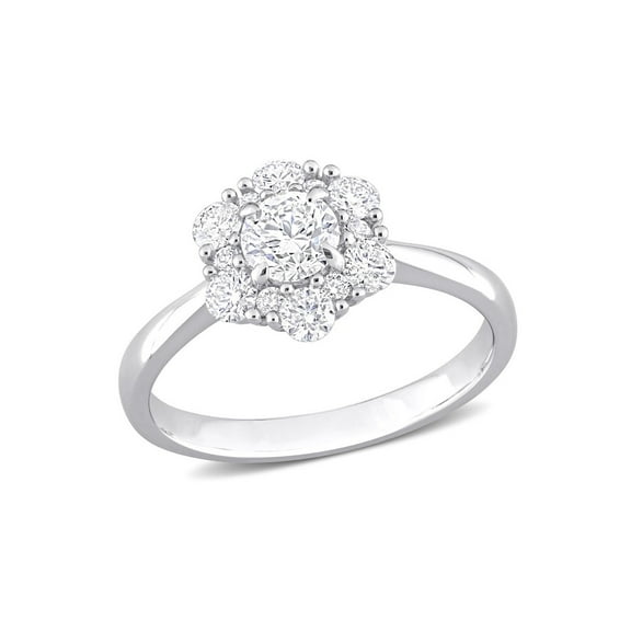 1.00 Carat (Ctw G-H, I1-I2) Diamond Cluster Engagement Ring in 14K White Gold for Women