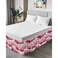 thumbnail image 4 of Pink Ombre Wrap Around Bed Skirts for Queen Bed 18" Drop, Bed Skirt with Adjustable Elastic Belt Dust Ruffle Bed Valance for Bedroom Hotel Luxury Modern Geometric Abstract Art Moire Bed Frame Cover, 4 of 7