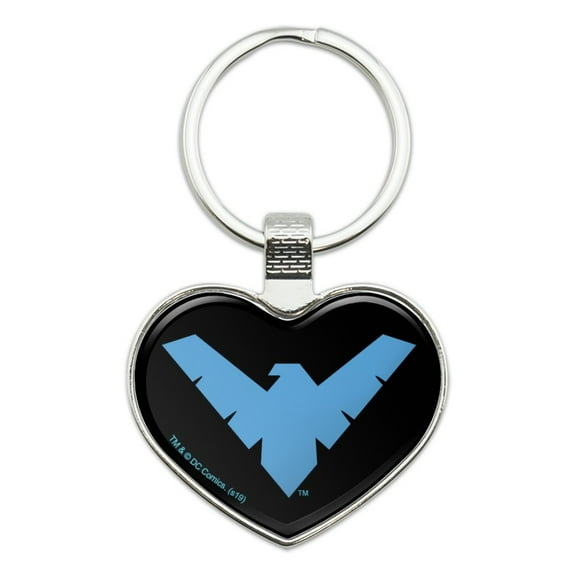 Batman Nightwing Logo Keychain Heart Love Metal Key Chain Ring