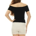 thumbnail image 3 of NOMADIC NOOK Women's 2 Packs Short Sleeves Off the Shoulder Hipbone Length Solid Blouse, 3 of 7
