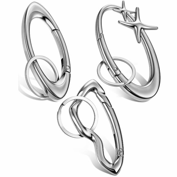 Lsupdaol Lightweight Y2K Carabiner Keychain, Comes with 3 Carabiner Keychains, Silver, 3