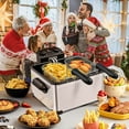 thumbnail image 3 of JIANYI 1700W Electric Deep Fryer with 3 Baskets, 5.3QT/21-Cup Frier Cookers Home Fryer, Large Oil Container, Lid with View Window, Adjustable Temperature and Timer, Family Kitchen Restaurant Use, 3 of 8