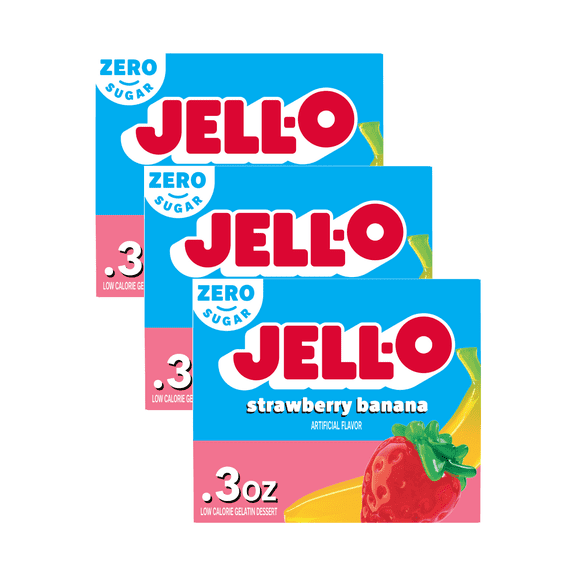 Jell-O Strawberry Banana Sugar Free Gelatin Dessert Mix, 0.3 OZ (Pack - 3)