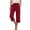 Red, variant on cocolona Womens Casual Capri Pants Summer Elastic Waist Straight Wide Leg Cropped Trousers with Pocket