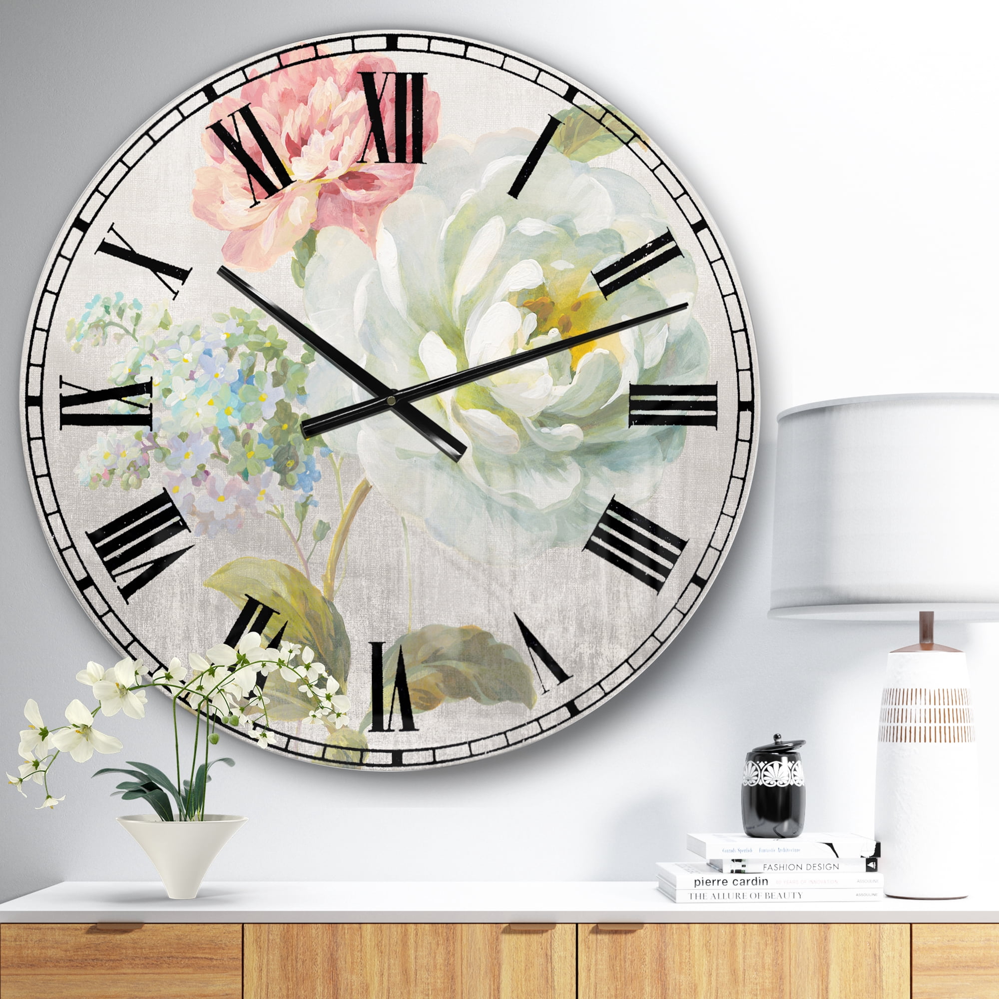 Designart Oversized Multicolor Analog Round Cabin Lodge Modern Wall Clocks, CLM30474-C23