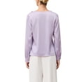 thumbnail image 3 of INSPIRE CHIC Women's Elegant Satin Top Ruffle V Neck Long Sleeve Office Work Dressy Shirt Top S Light Purple, 3 of 5
