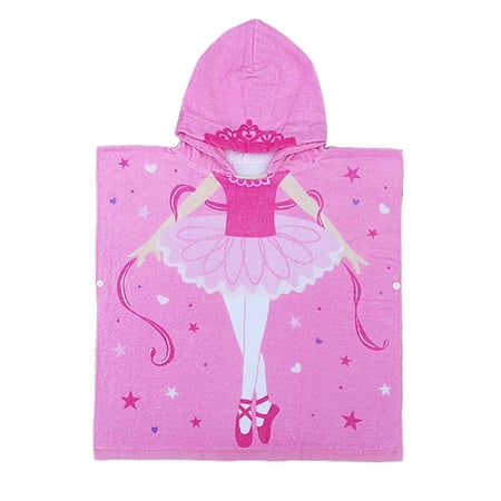 

Children Dancing Girl Cotton Bathrobe Unisex Hooded Cotton Bath Towel - 60cm (Pink)