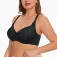thumbnail image 3 of YANDW Women Minimizer Mesh Unlined Bras Plus Size Sexy Lace Full Coverage Bra Underwire No Padded, Black 36C, 3 of 10