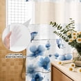 thumbnail image 3 of No Hook Shower Curtain, Navy Blue Floral Shower Curtains for Bathroom with See Through Top Window, Spring Flowers Butterflies Wooden Waterproof & Washable Bath Curtain Stall 48"x72", 3 of 9