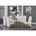 thumbnail image 3 of 7pc. 68" x 40" Glass Dining Set with 6 Chairs and Gold Stainless Steel, 3 of 5