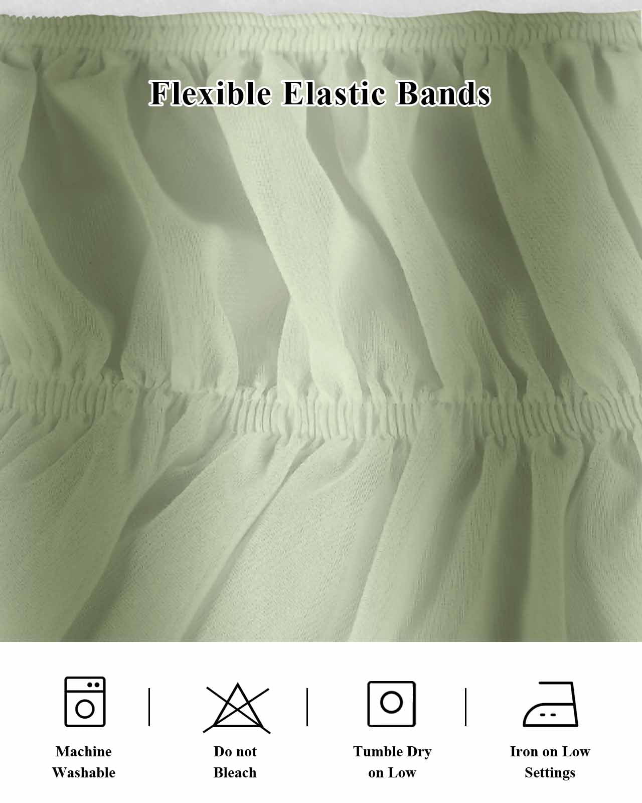 Sage Green Gradient Bed Skirt California King Size 16" Drop Abstract Texture Modern Simple Ruffled Wrap Around Bed Skirts Adjustable Elastic Bedskirt Dust Ruffle for California King Size Bed
