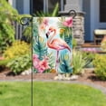 thumbnail image 5 of Tropical Palm Leaves Flamingo Watercolor Pattern Welcome Garden Flags, 12 x 18 Inch Double Sided Outdoor Yard Flags Waterproof For Home Outside Patio Lawn Porch, 5 of 6