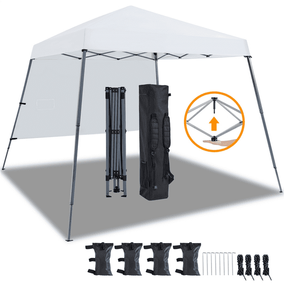 Topeakmart 10x10ft Outdoor Pop-Up Canopy Lightweight Sun Protection Shelter with Sun Shade Wall Backpack Bag, White