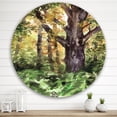 thumbnail image 2 of Designart 'Autumn Forest With A Large Tree' Lake House Circle Metal Wall Art 29x29 - Disc of 29, 2 of 5