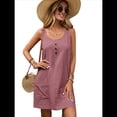 thumbnail image 1 of Vestido de Verano para Mujer, Sin Mangas, con Bolsillos, Informal, Corto, Corte A, Cuello Redondo. Rosa S, 1 of 9