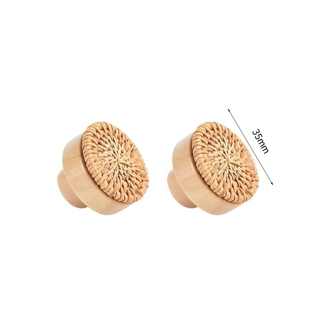 4 manijas de puerta, perillas de cajón de madera redondas, herrajes para muebles (35mm) Likrtyny Libre de BPA