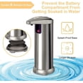 thumbnail image 4 of Dispensador de jabón automático de acero inoxidable, 3 niveles de jabón ajustables Dispensadores de jabón automáticos sin contacto Sensor de movimiento infrarrojo, Base impermeable, 4 of 5