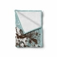 thumbnail image 2 of Grunge Soft Flannel Fleece Blanket, Murky Floral Dragonfly Background with Swirls and Petal Retro Graphic, Cozy Plush for Indoor and Outdoor Use, 50" x 60", Pale Blue Chestnut Brown, by Ambesonne, 2 of 6