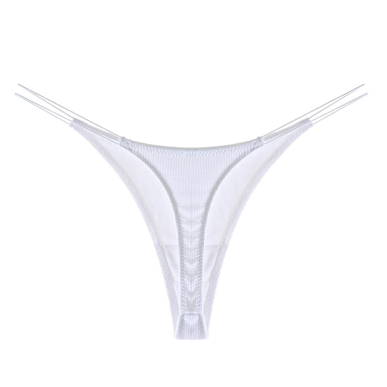 Kcocoo Womens Solid Underwear V String Thong Panty Lingerie White