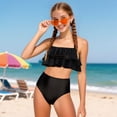 thumbnail image 2 of Taybagh Girls Swimsuits Size 10-12 High Waist Bikini Tops Bottoms Sets 2 Piece Color Block Teen Swimwear Sleek, 2 of 9