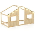 thumbnail image 1 of Costway Twin Size House Floor Bed with LED Lights Solid Wood Bed Frame without Slats Natural, 1 of 10