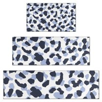 Blue and Dark Blue Leopard Pattern Kitchen Rugs Sets Of 3,Kitchen Runner Rugs Non Skid Washable,Decorative Kitchen Floor Mats for Kitchen,Sink,Laundry,17"x30" 17"x47" 17"x59"