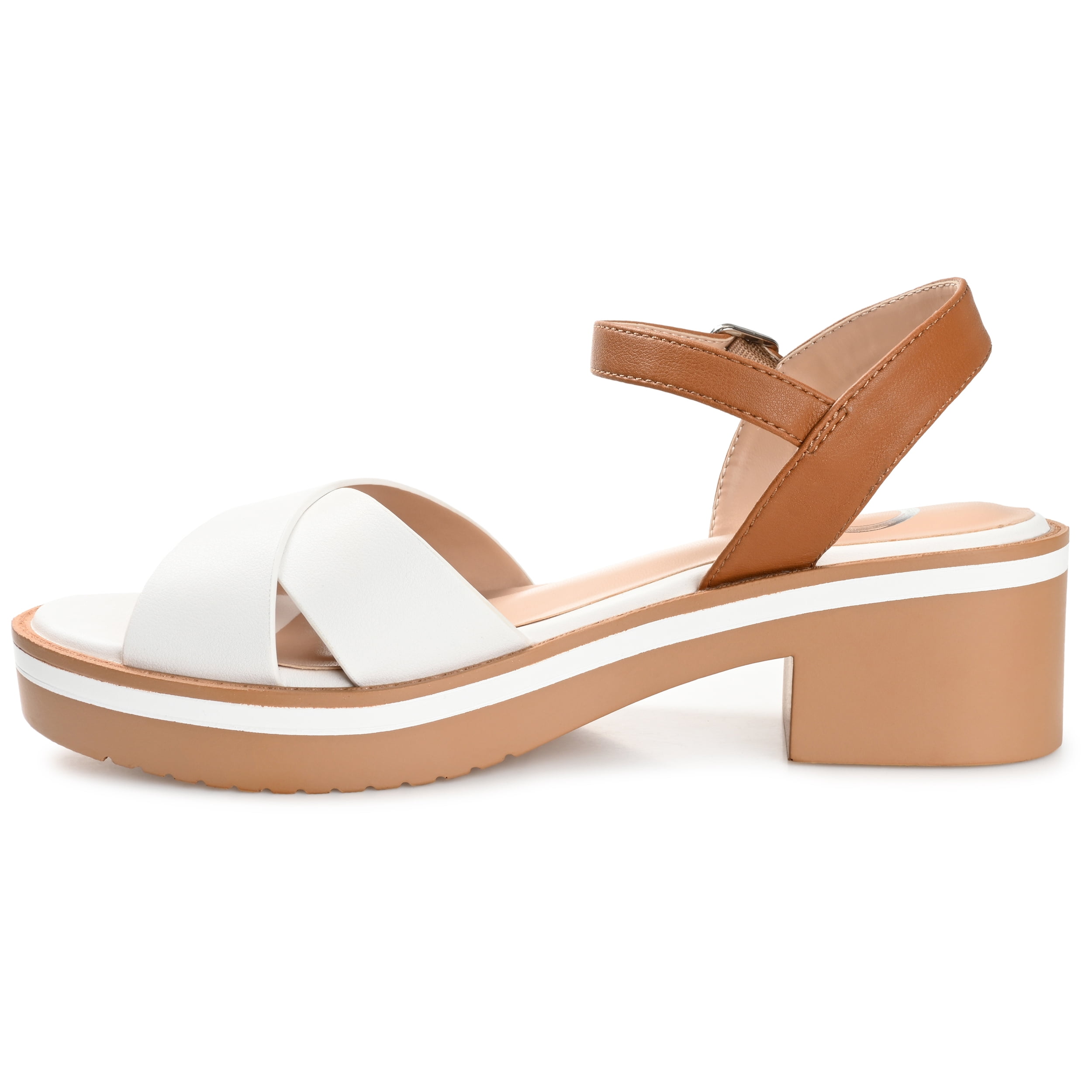 Journee Womens Hilaree Ankle Strap Low Block Heel Sandals