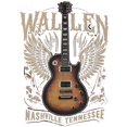thumbnail image 2 of Rock Style, Guitar and Wings Print Black T-Shirt, Washed Round Neck Short Sleeve, Spring Summer Loose WoTop, 2 of 7