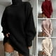thumbnail image 3 of Vestido de suéter para mujer, elegante vestido de suéter de cuello alto para mujer para otoño e invierno, suéter holgado y cálido con mangas largas, 3 of 5