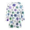 thumbnail image 4 of Women's Christmas Print Round Neck 3/4 Sleeve Relaxed Pullover - White - XXXXXL, 4 of 5
