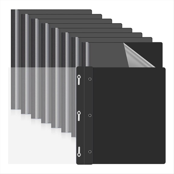 Rollbacks & More 10 Pack Report Covers with 3 Prongs Fasteners,Presentation Folders, Plastic Folder Black Back