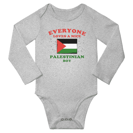 

Everyone Loves a Nice Palestinian Boy Baby Long Slevve Bodysuit Outfits (Gray 6-12 Months)
